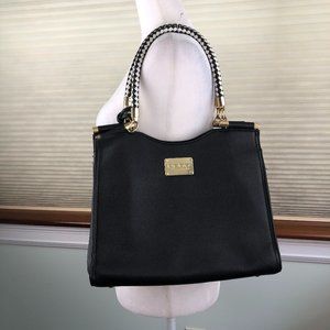 BeBe Black Faux Pebbled Faux Leather Natalie Satchel / Handbag Quiet Luxury Y2K